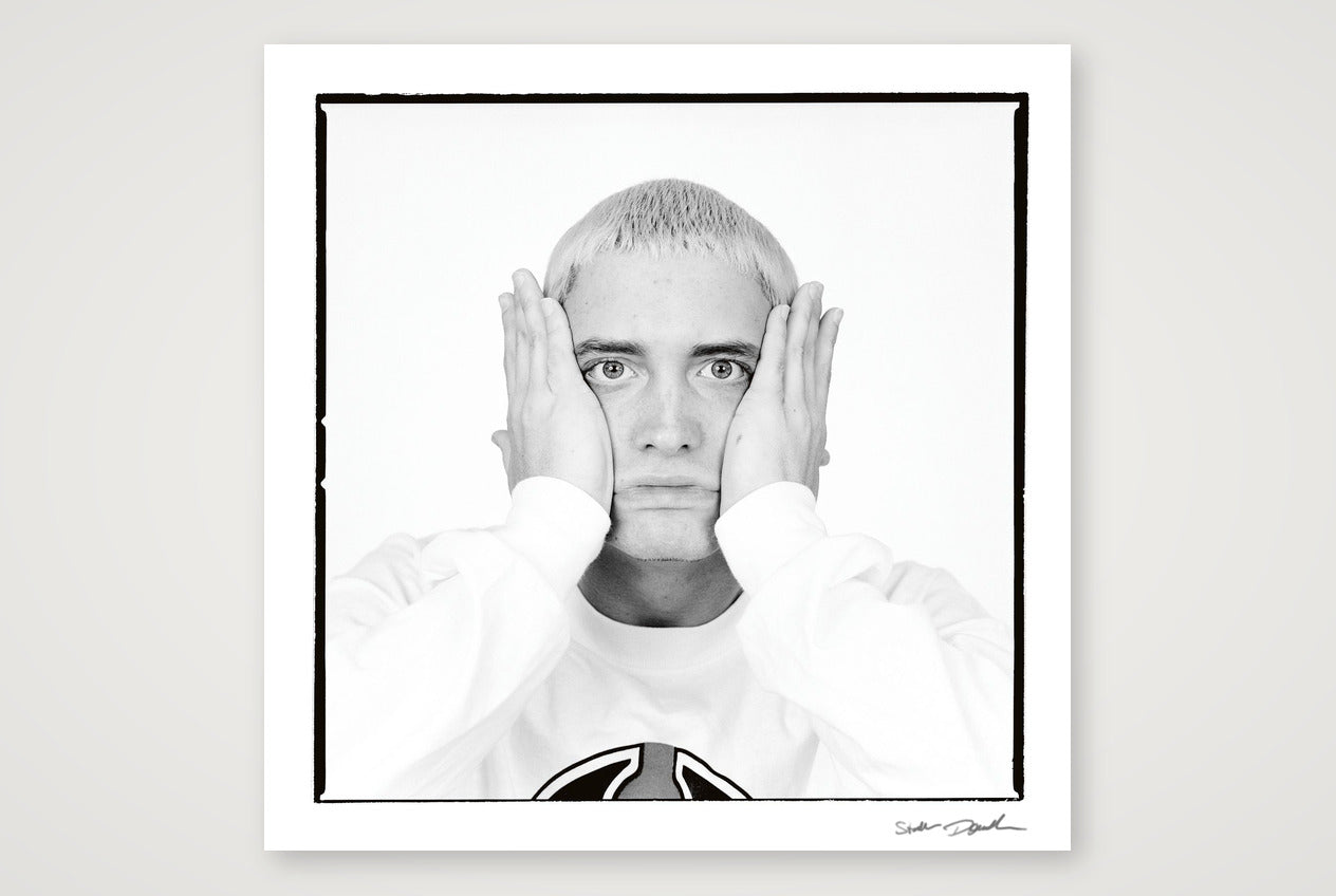 Eminem - Black & White - White Background Look 2 — 30×30cm, 12×12" Print only